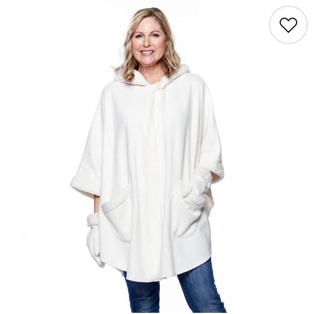 Women's Le Moda Knit Fleece Hooded Wrap with Sherpa Lining